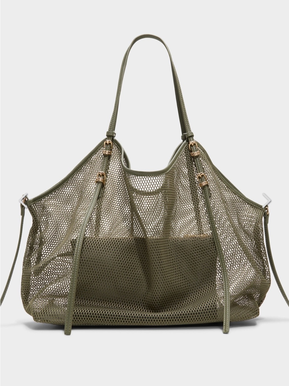 Aldo Meshcarry Olive Green Mesh slouchy tote Hobo Bag - Picture 2 of 16